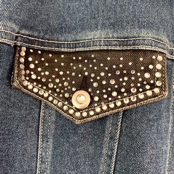 🔥HOST PICK🔥Quicker Factory Denim Jean Jacket Rhinestone Collar and Pockets - Picture 5 of 6